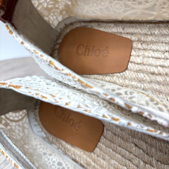 Chloé Fabri Lace Espadrilles White 38 Women's Designer Shoes NIB Box Dust Bag - Picture 12 of 13